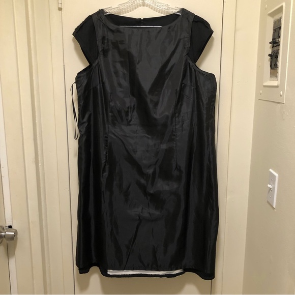 Jones Studio W Size 18 W Black with Black/White Panel Cap Sleeve Sheath Dress - Picture 8 of 12